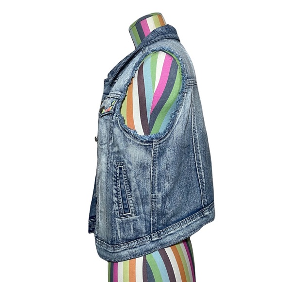 Jessica Simpson Distressed Denim Vest 0454 - Picture 4 of 7